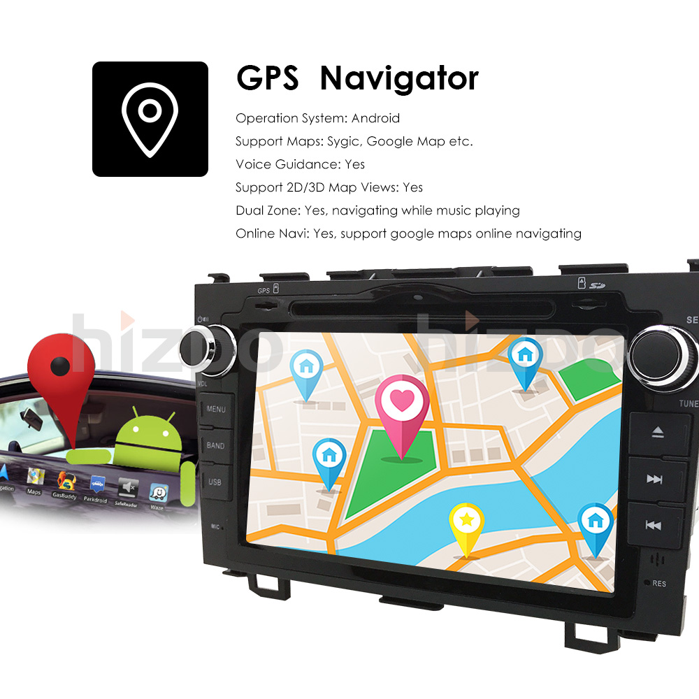 Autoradio GPS Navi Android 9.0 HONDA CRV 2007-2011 8 Zoll 2G+16G BT WIFI FM DAB+