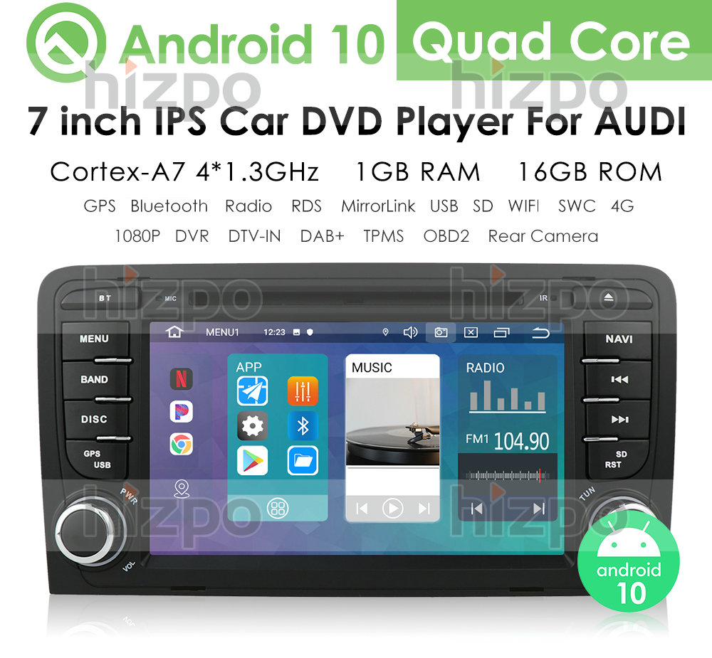 Autoradio Gps Android 7.1 spécifique Audi A3, S3, RS3 (03 à 12) R