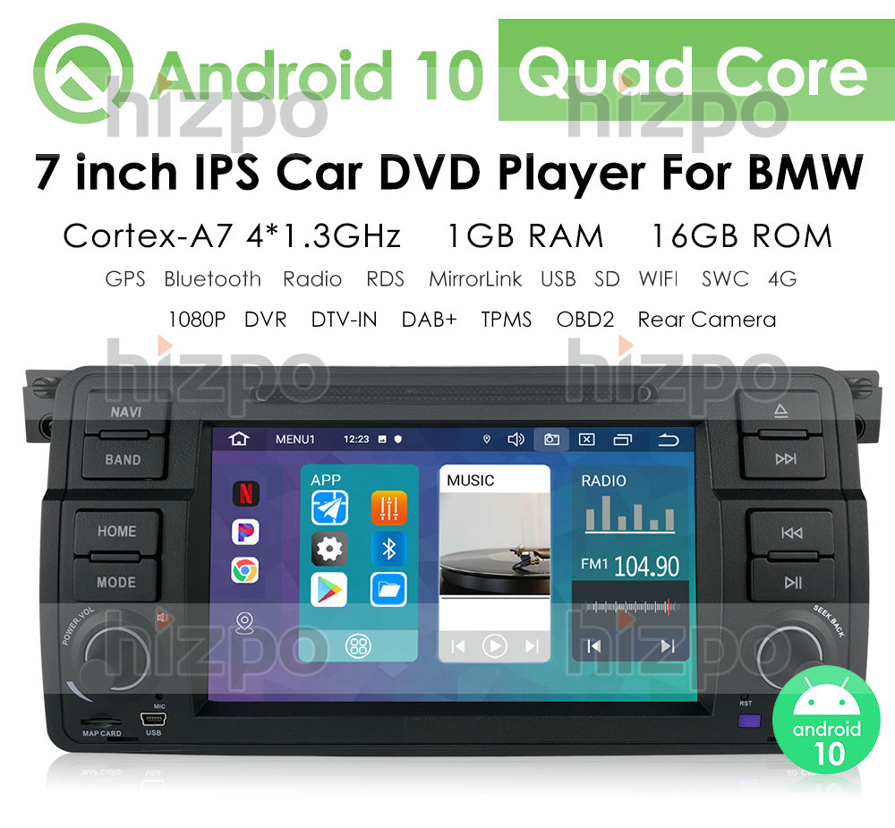 CAM For BMW E46 M3 9/" HD Android 10 Car Stereo GPS Navigator 4G Bluetooth OBD2